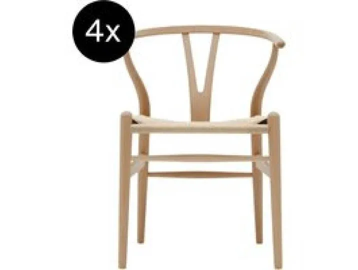 And Son 4er Set CH24 Y Wishbone Stuhl Buche Geölt Geflecht Natur de Carl Hansen & Søn – photo du produit