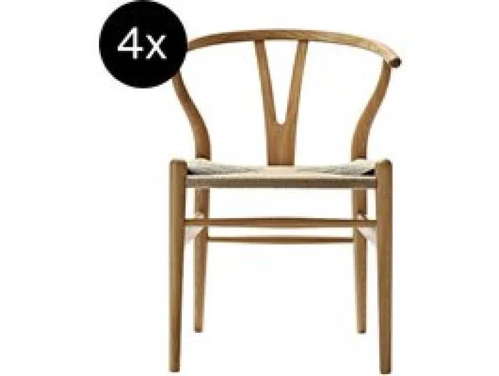 And Son 4er Set CH24 Y Wishbone Stuhl Eiche Geölt Geflecht Natur de Carl Hansen & Søn – photo du produit