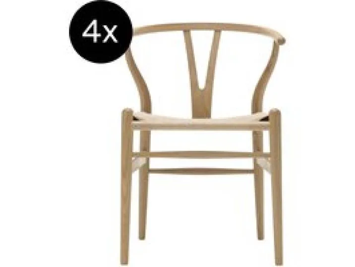 And Son 4er Set CH24 Y Wishbone Stuhl Eiche Geseift Geflecht Natur de Carl Hansen & Søn – photo du produit