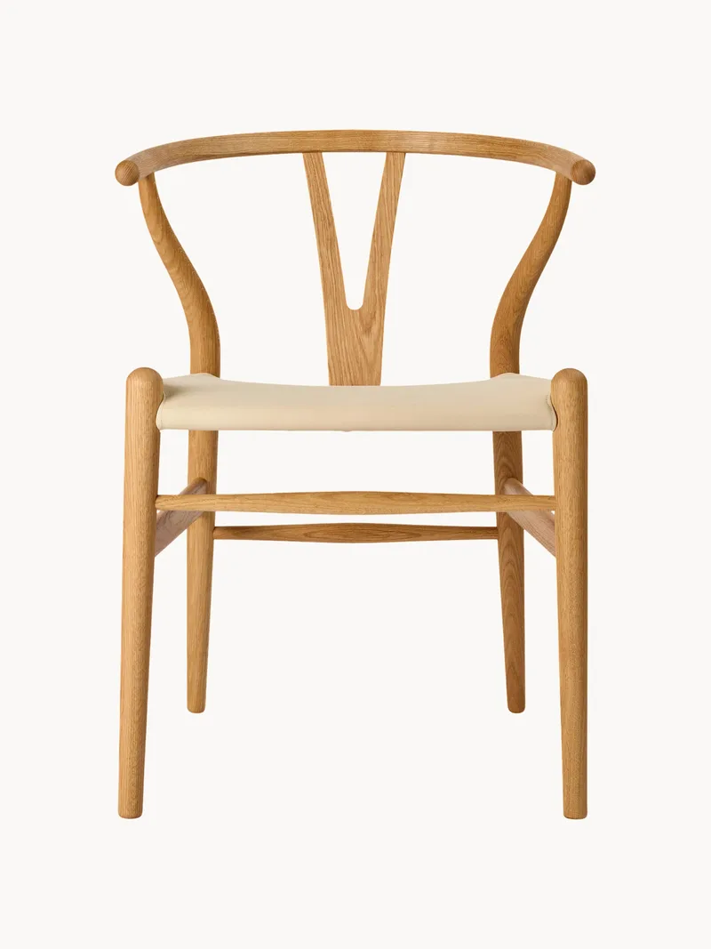 Leren eetkamerstoel CH24P met armleuningen by Carl Hansen & Søn – product photo