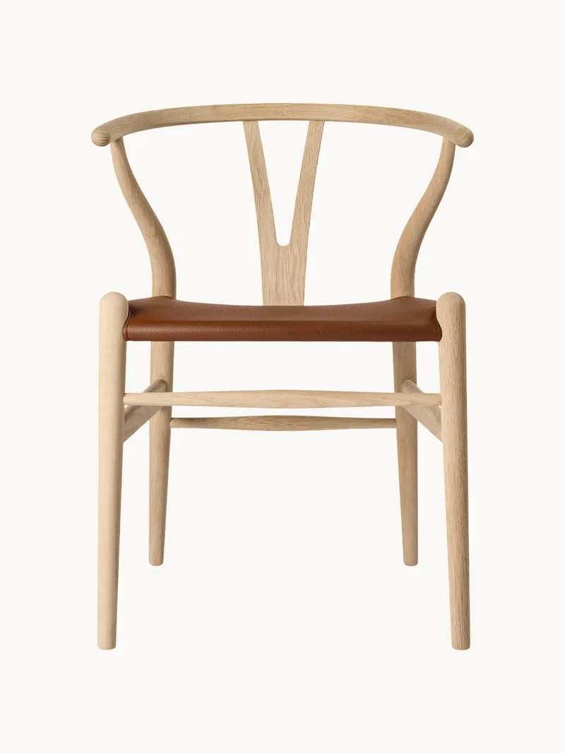 Leren eetkamerstoel CH24P met armleuningen by Carl Hansen & Søn – product photo
