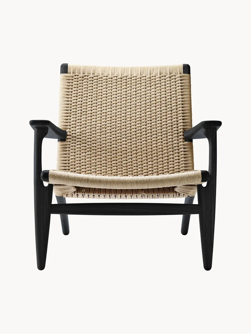 Loungefauteuil CH25 met handgevlochten zitvlak en rugleuning fra Carl Hansen & Søn – produktbillede