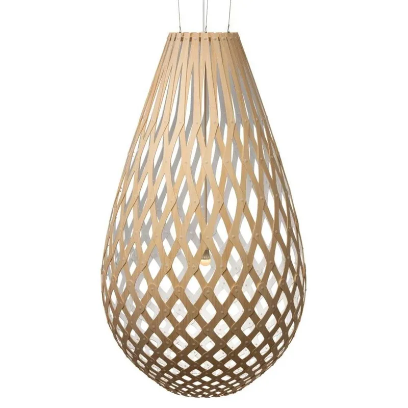 Koura Pendelleuchte 160 cm Holz/Weiß von David Trubridge – Produktfoto