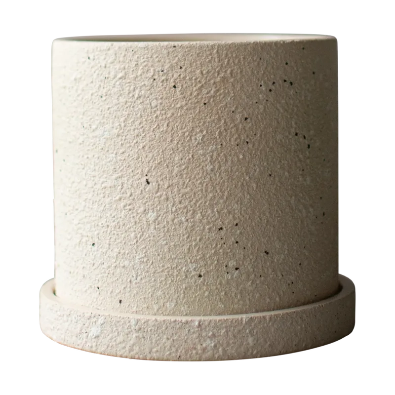 Grow Blumentopf Ø13cm mit Untersetzer Creme structure van DBKD – productfoto