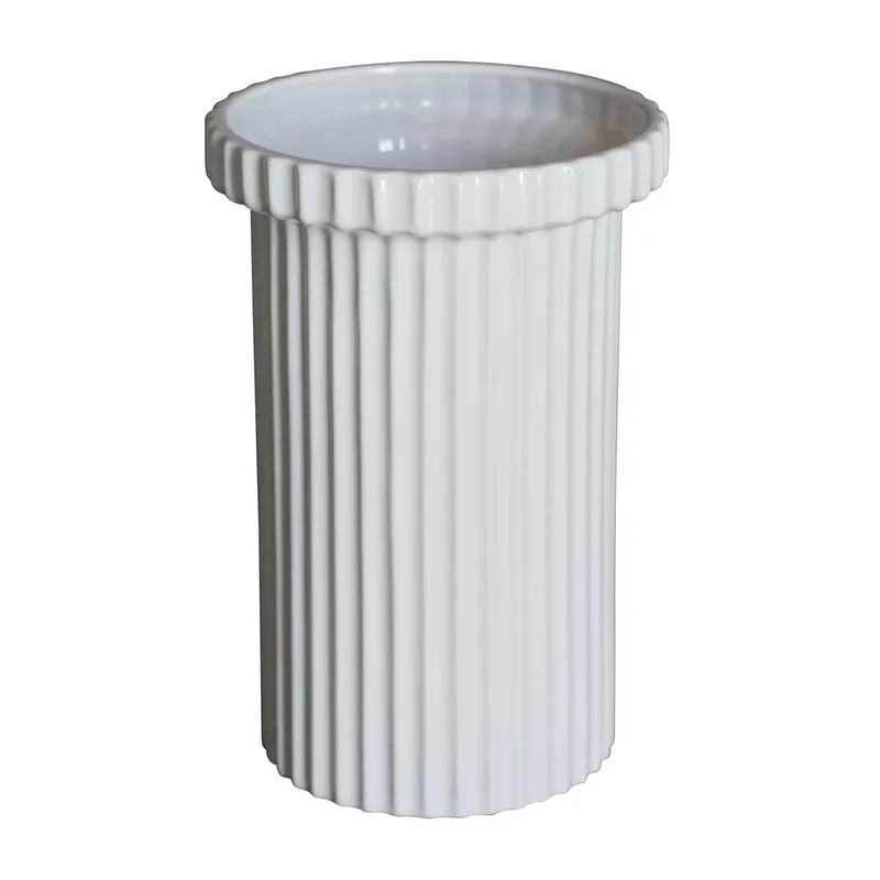 Stripe Blumentopf groß h22cm Ø12 cm Shiny white by DBKD – product photo