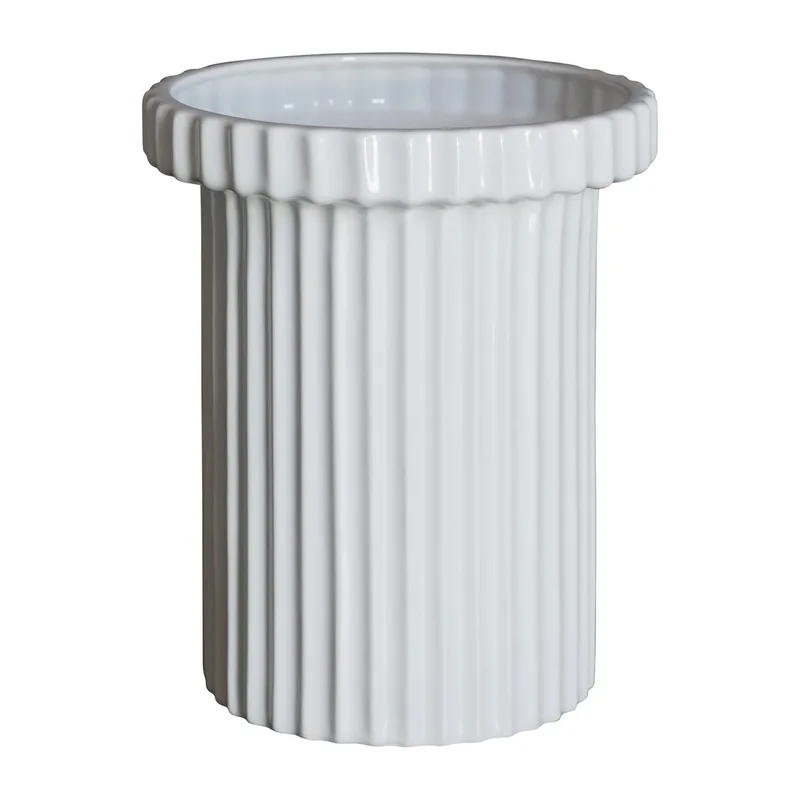 Stripe Blumentopf klein h18 cm Ø12 cm Shiny white by DBKD – product photo