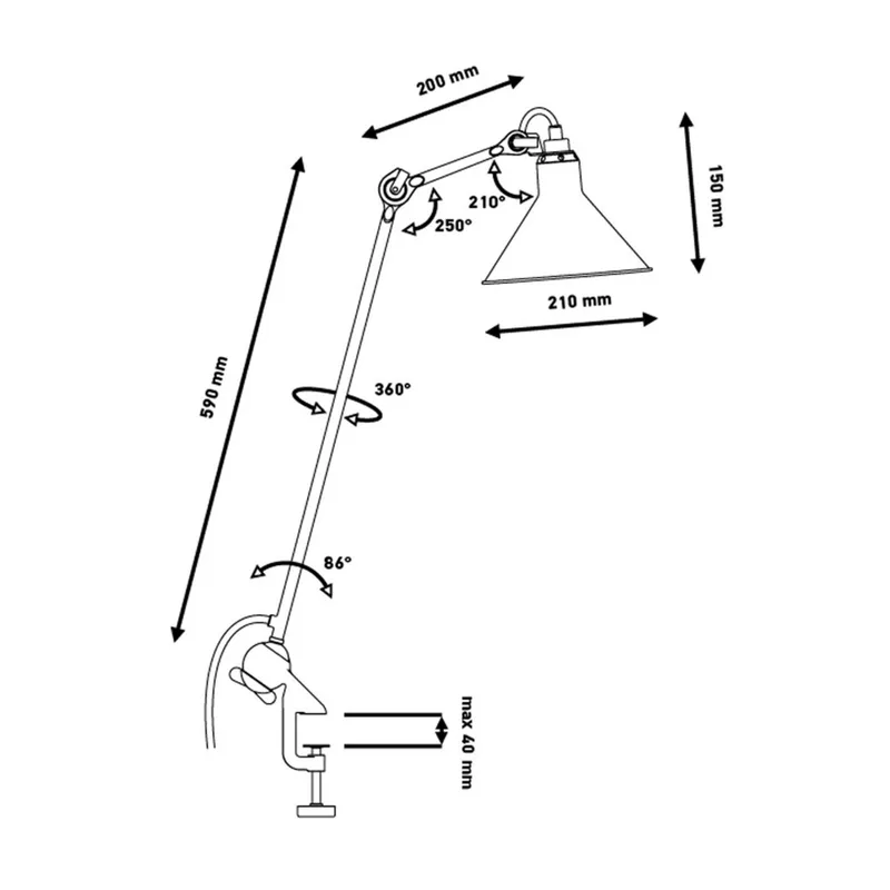 Lampe Gras 201 tafellamp, rood - DCW - Werkkamer / Kantoor - Metaal by DCW éditions – product photo