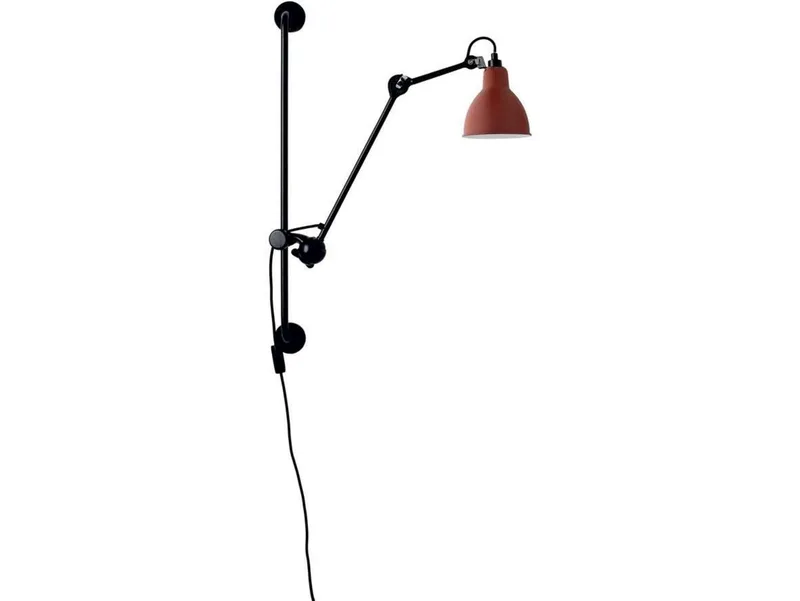 Lampe Gras 210 Round wandlamp, zwart/rood - DCW 201 Round - Woonkamer - Industrieel - Metaal - 1 lamp by DCW éditions – product photo