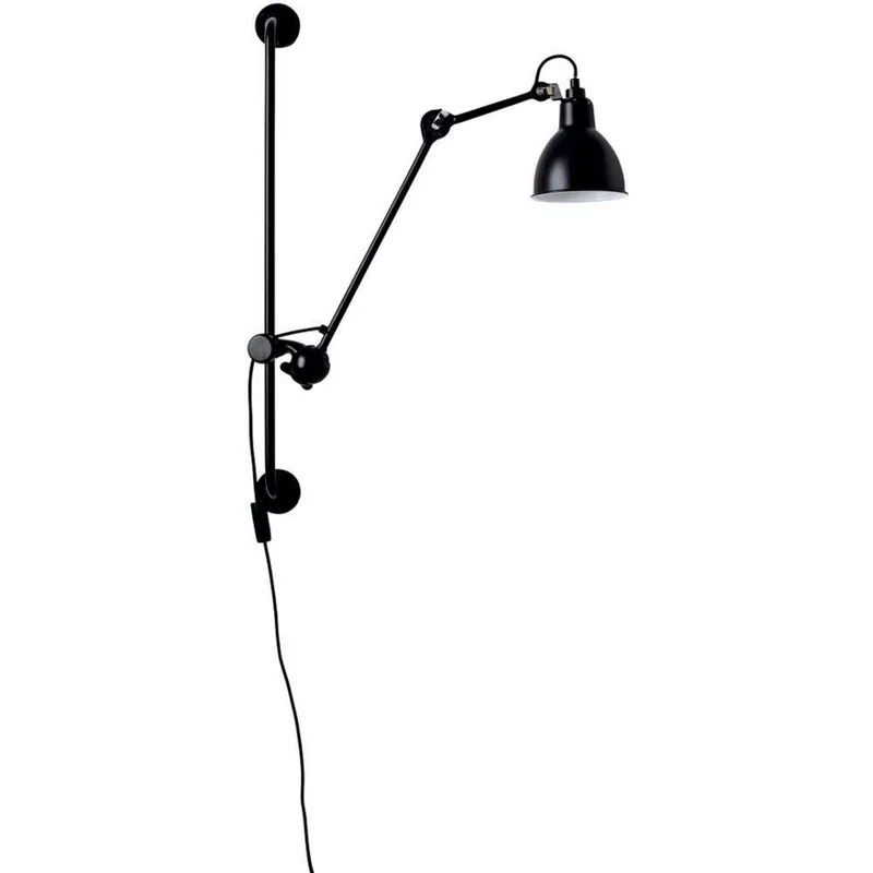 Lampe Gras 210 wandlamp, rond, zwart/satijn – DCW 201 Round - Woonkamer - Industrieel - Metaal - 1 lamp by DCW éditions – product photo