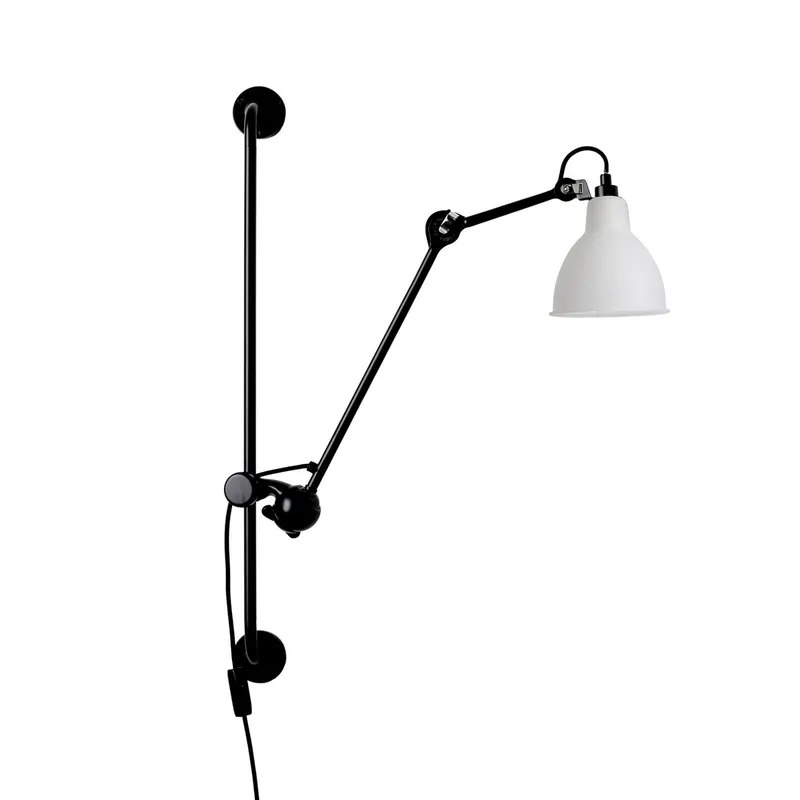 Lampe Gras 210 wandlamp, zwart/wit gesatineerd, PC - DCW Lampe Gras 210 Round - Woonkamer - Designer - Metaal - 1 lamp by DCW éditions – product photo