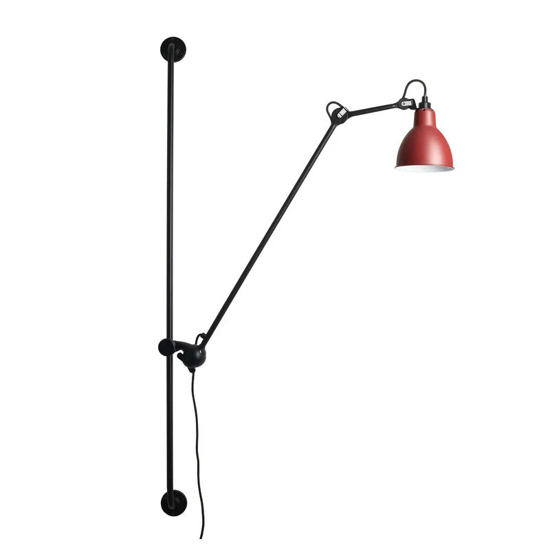 Lampe Gras 214 Round wandlamp, zwart/rood - DCW - Woonkamer - Designer - Metaal - 1 lamp by DCW éditions – product photo