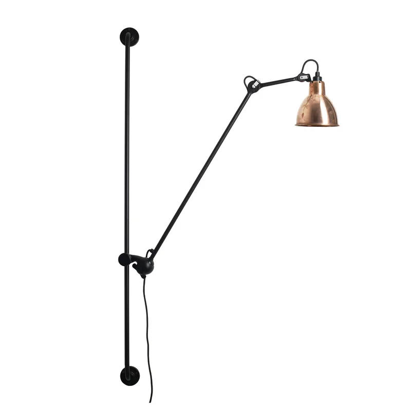 Lampe Gras 214 Round wandlamp, zwart/ruw koper - DCW - Woonkamer - Designer - Metaal - 1 lamp by DCW éditions – product photo