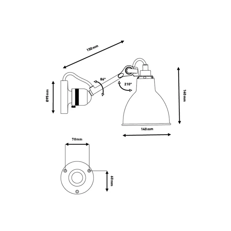 Lampe Gras 304 wandlamp, geel - DCW - Woonkamer - Designer - Metaal van DCW éditions – productfoto