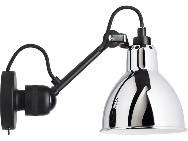 Lampe Gras 304SW wandlamp, zwart/chroom – DCW - Woonkamer - Designer - Metaal van DCW éditions – productfoto