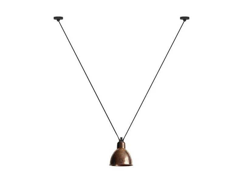 Lampe Gras 323 L hanglamp, rond, ruw koper/wit – DCW - Woonkamer - Metaal by DCW éditions – product photo