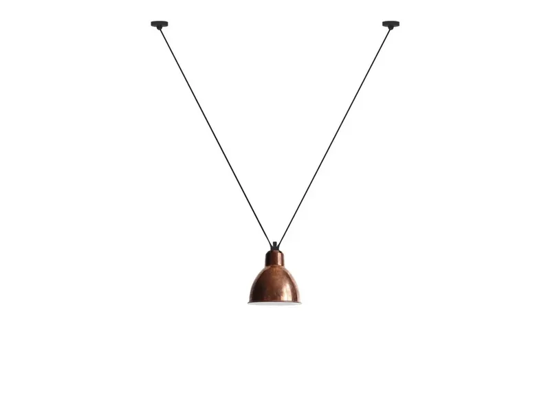 Lampe Gras 323 XL hanglamp, rond, ruw koper/wit – DCW - Woonkamer - Metaal från DCW éditions – produktbild