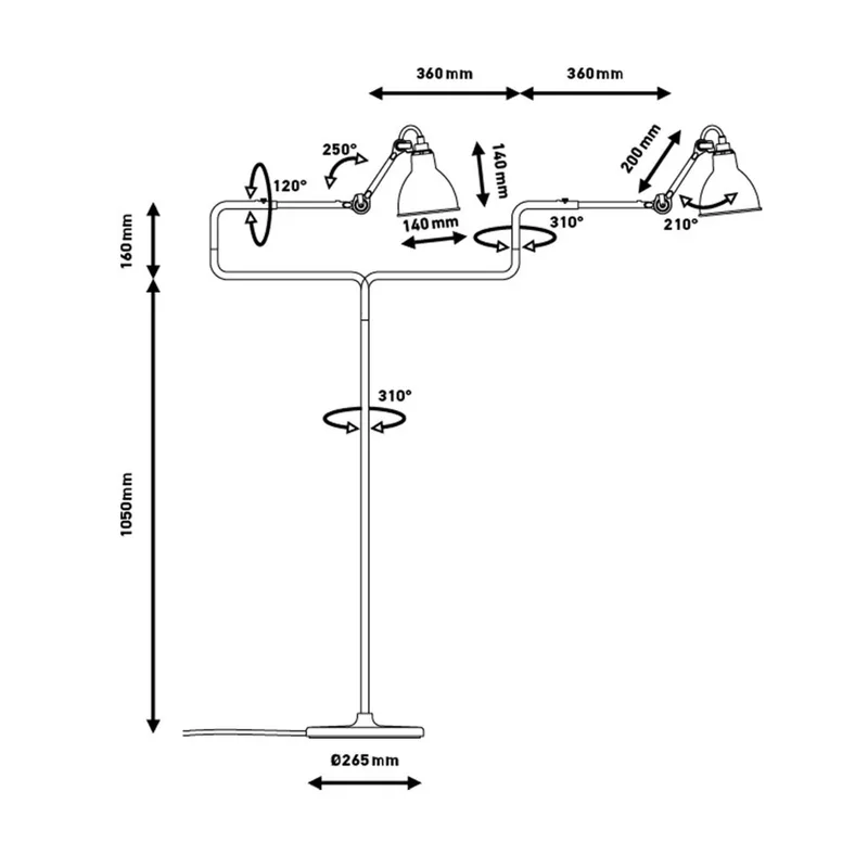 Lampe Gras 411 vloerlamp, chroom – DCW - Woonkamer - Metaal de DCW éditions – photo du produit