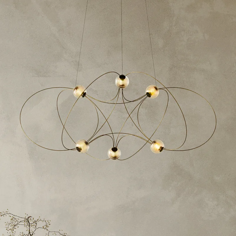 Munari 6 hanglamp (voorgemonteerd) goud - DCW - Eetkamer - Designer - Metaal - Meerdere lampen by DCW éditions – product photo