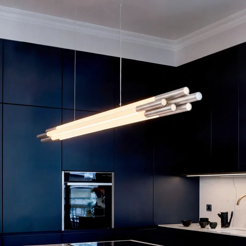 ORG LED hanglamp, lengte 200 cm, nikkelkleurig - DCW - Eetkamer - Designer - Aluminium by DCW éditions – product photo