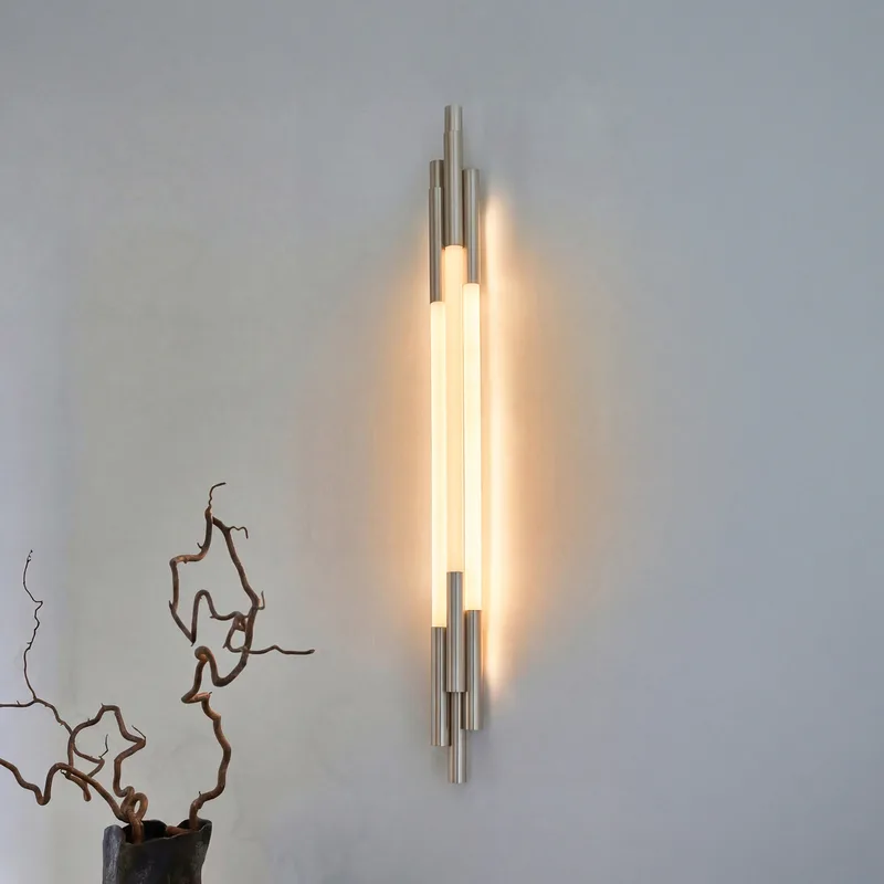 ORG LED-Wandleuchte, Höhe 105 cm, nickelfarben, 2400 K - DCW - Flurbereich - Design - Aluminium de DCW éditions – photo du produit