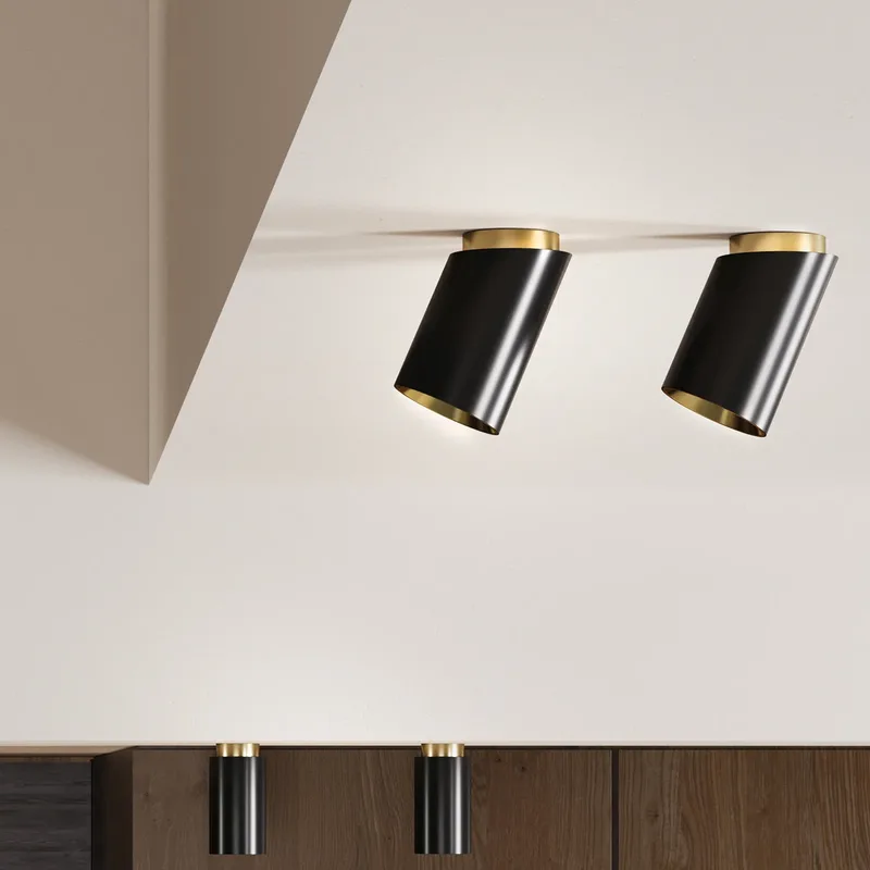 Tobo C85 asymmetrische plafondlamp, zwart, staal, GU10 - DCW - Woonkamer - Designer - Metaal - 1 lamp by DCW éditions – product photo