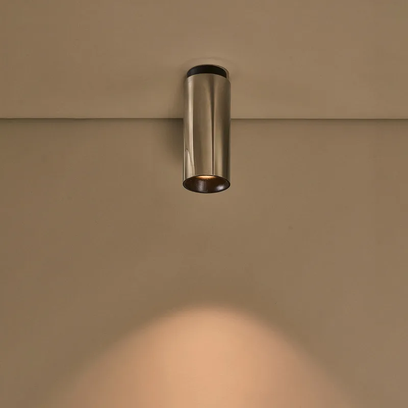 Tobo plafondlamp, diagonaal verstelbaar, Ø 8,5 cm, nikkel - DCW - Gang / Hal - Designer - Metaal by DCW éditions – product photo