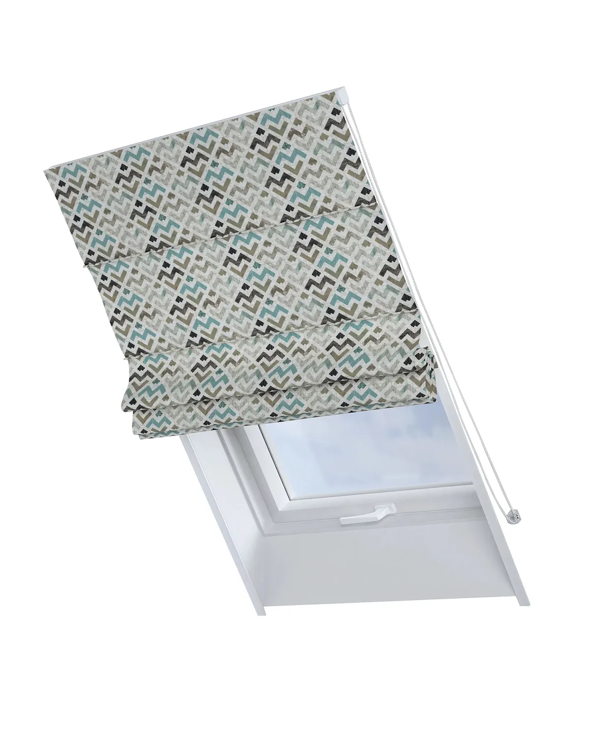 Dachfenster-Raffrollo Rimini Farbe braun Stoff gemustert de Dekoria – photo du produit