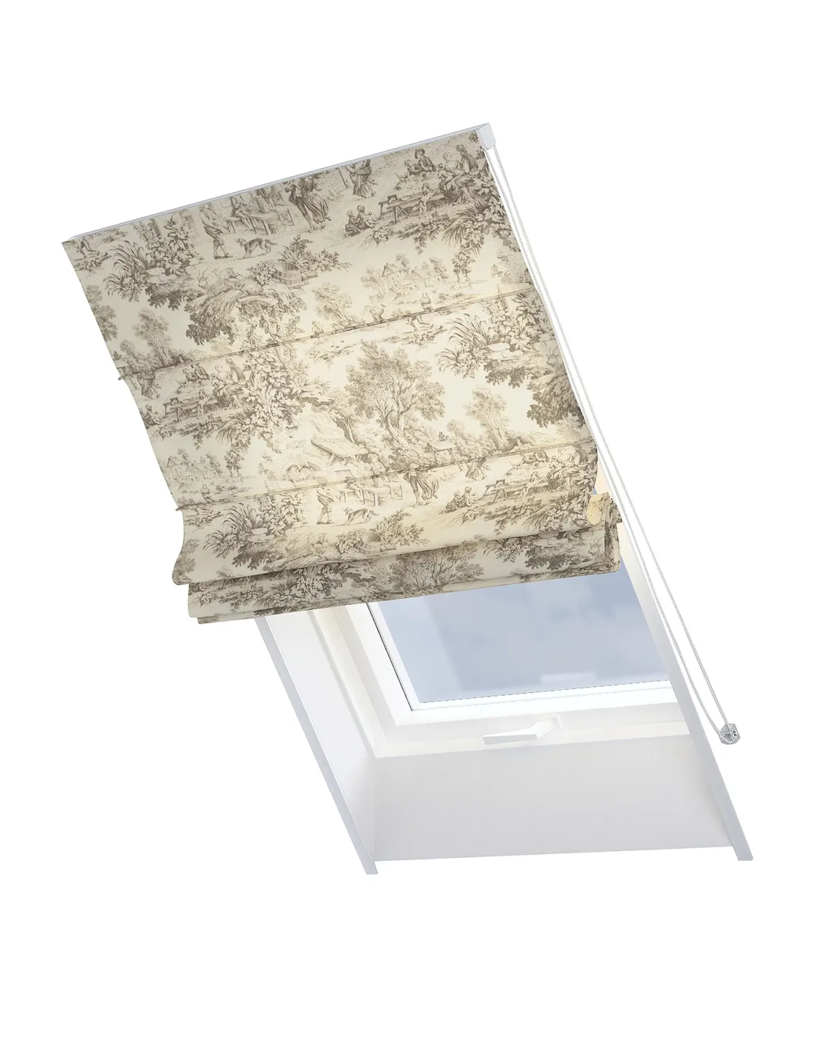 Dachfenster-Raffrollo Rimini Farbe braun Stoff gemustert de Dekoria – photo du produit