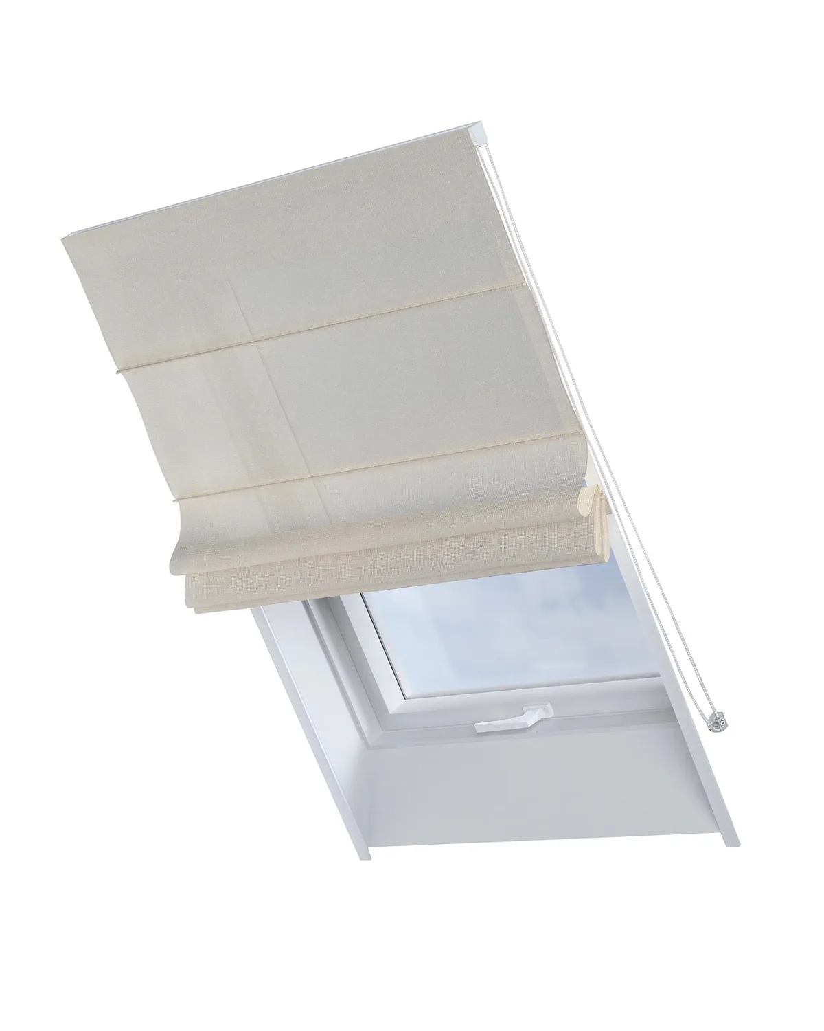Dachfenster-Raffrollo Rimini Farbe creme Stoff halbtransparent, glänzend, strukturiert fra Dekoria – produktbillede