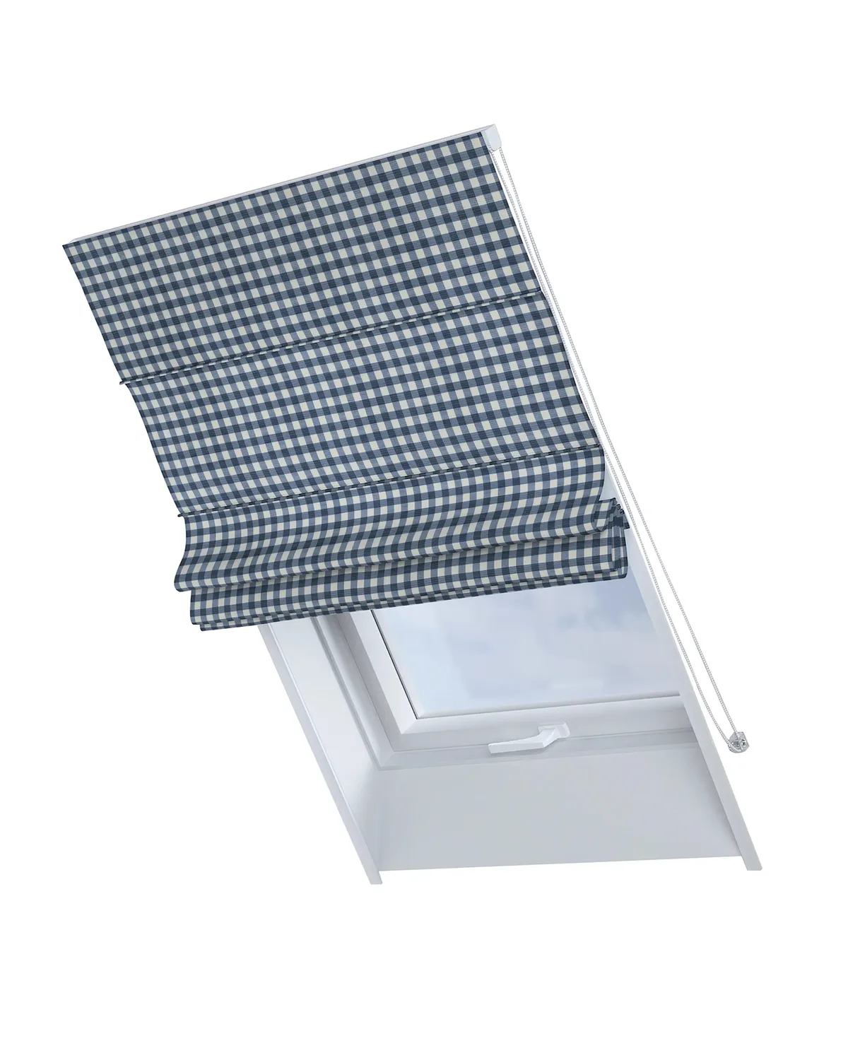 Dachfenster-Raffrollo Rimini Farbe dunkelblau Stoff gemustert van Dekoria – productfoto