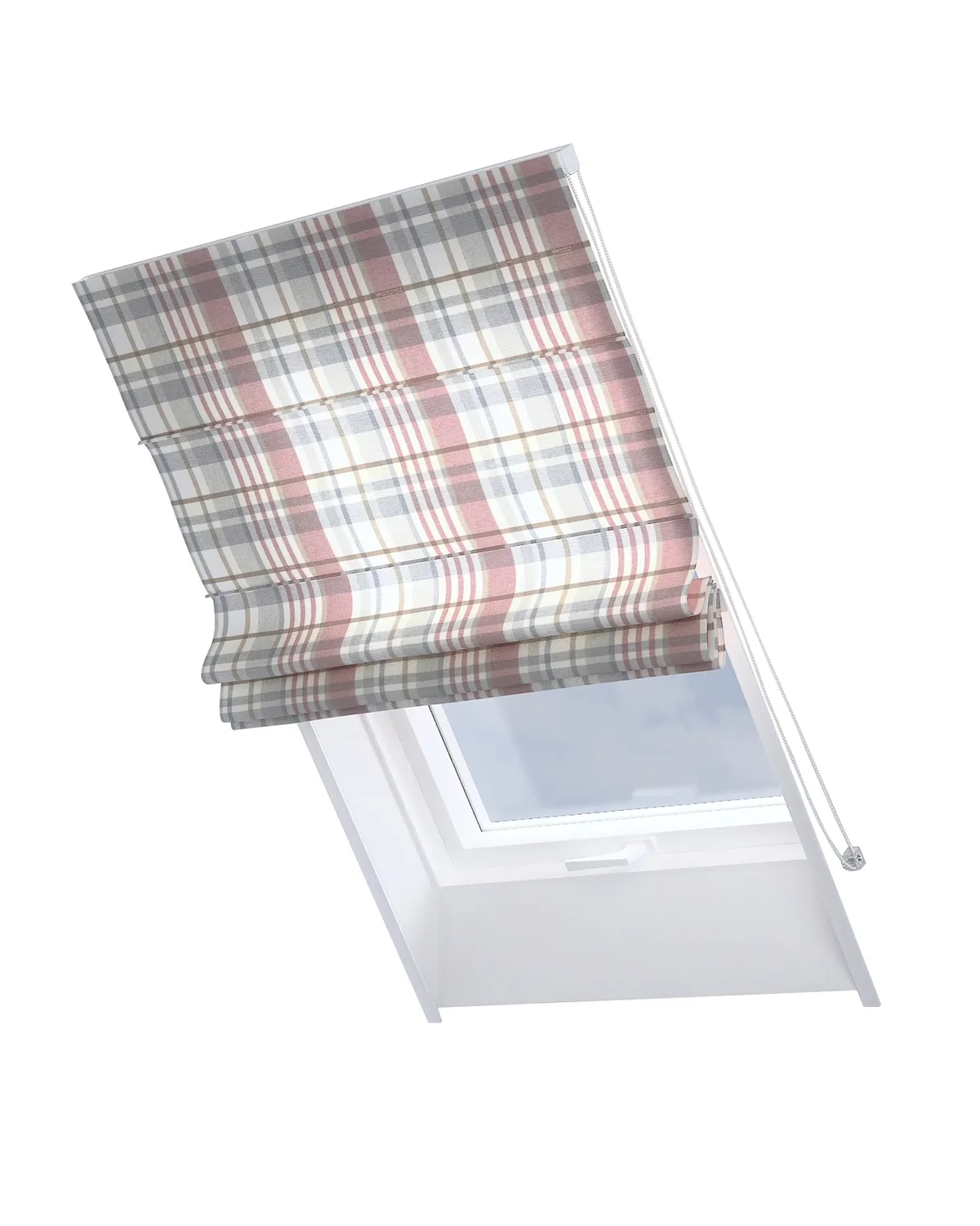 Dachfenster-Raffrollo Rimini Farbe grau Stoff gemustert von Dekoria – Produktfoto