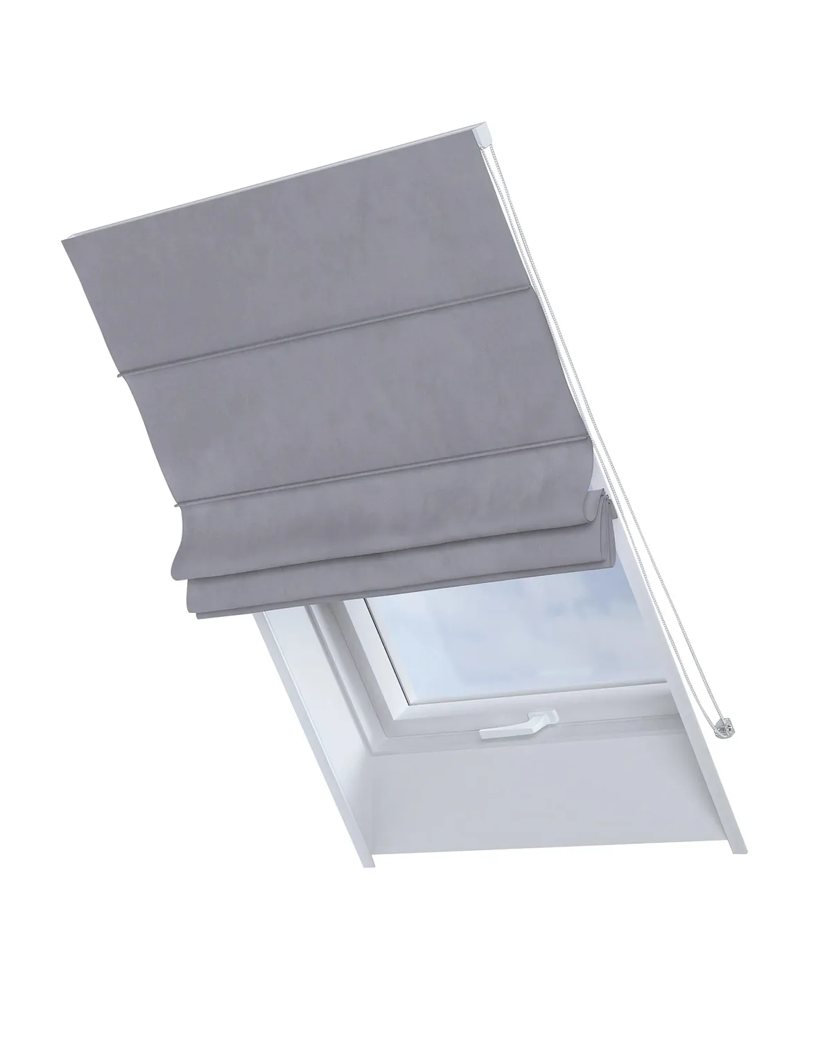 Dachfenster-Raffrollo Rimini Farbe grau Stoff glänzend, samt de Dekoria – photo du produit