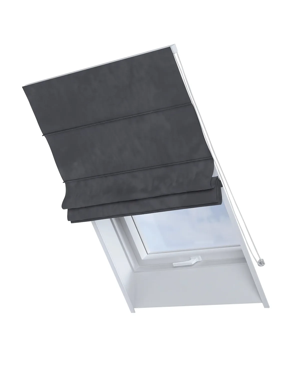 Dachfenster-Raffrollo Rimini Farbe grau Stoff glänzend, samt de Dekoria – photo du produit