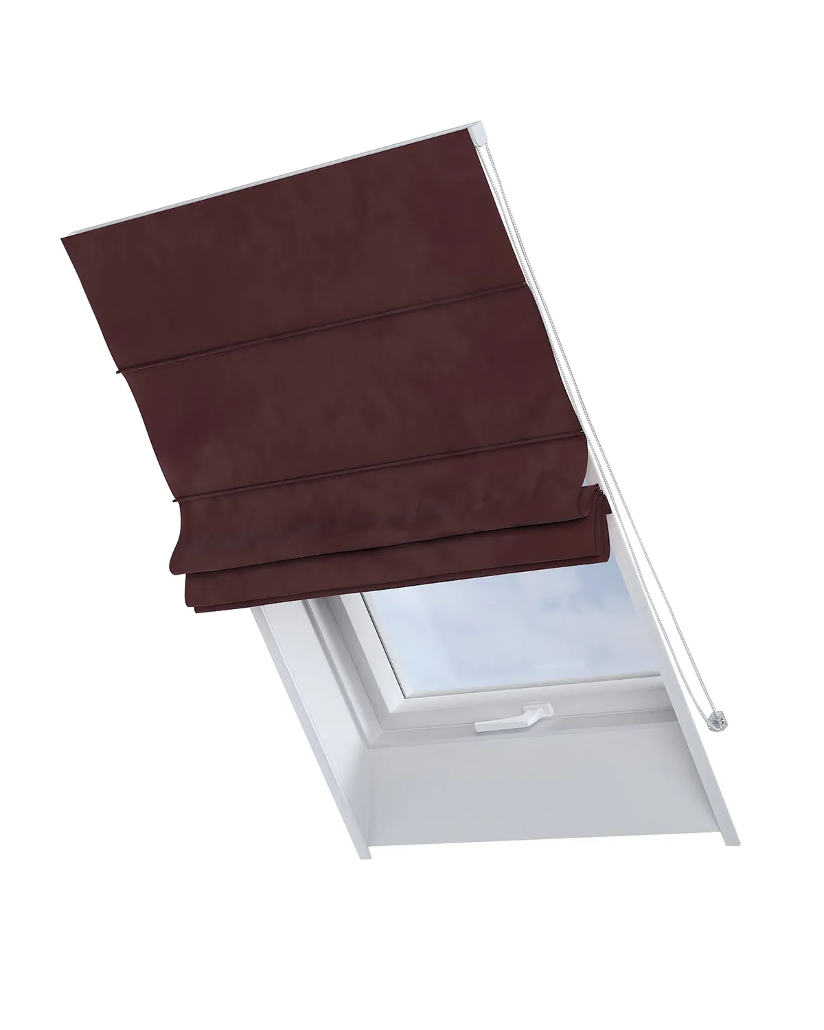 Dachfenster-Raffrollo Rimini Farbe rot Stoff glänzend, samt von Dekoria – Produktfoto