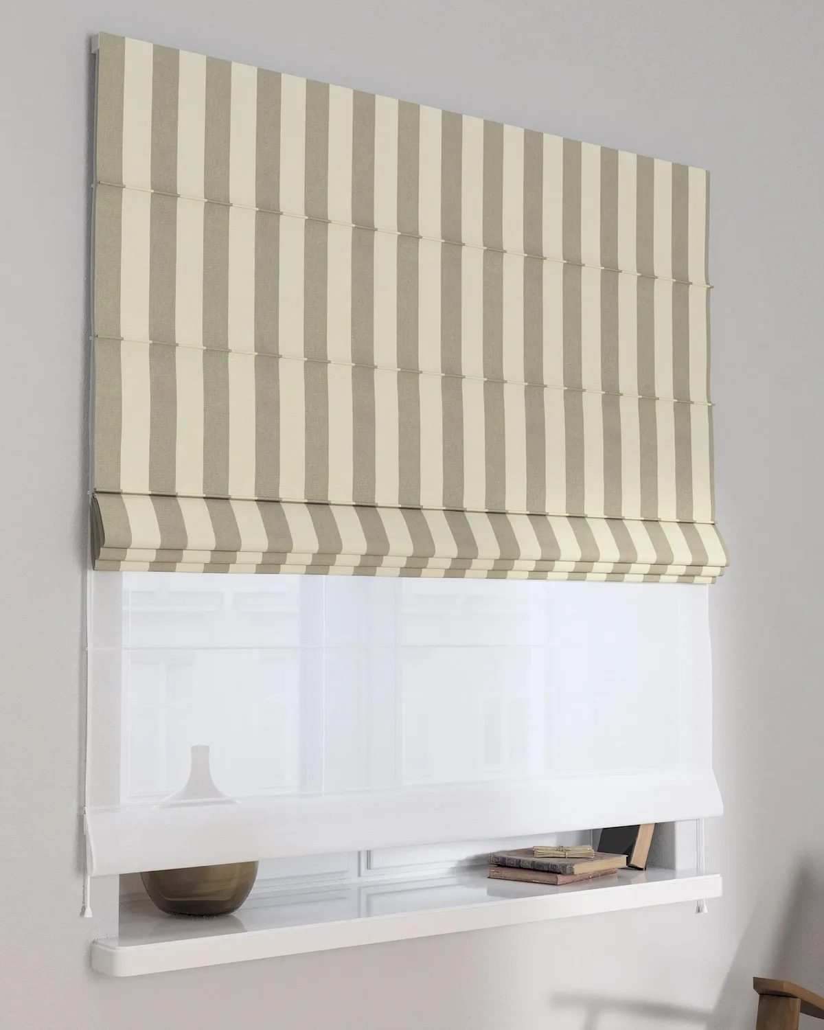 Doppelraffrollo Duo Farbe beige Stoff gemustert de Dekoria – photo du produit