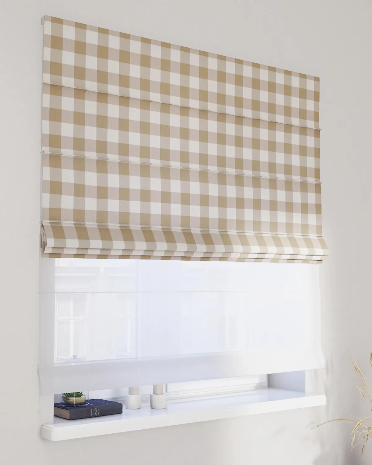 Doppelraffrollo Duo Farbe beige Stoff gemustert de Dekoria – photo du produit