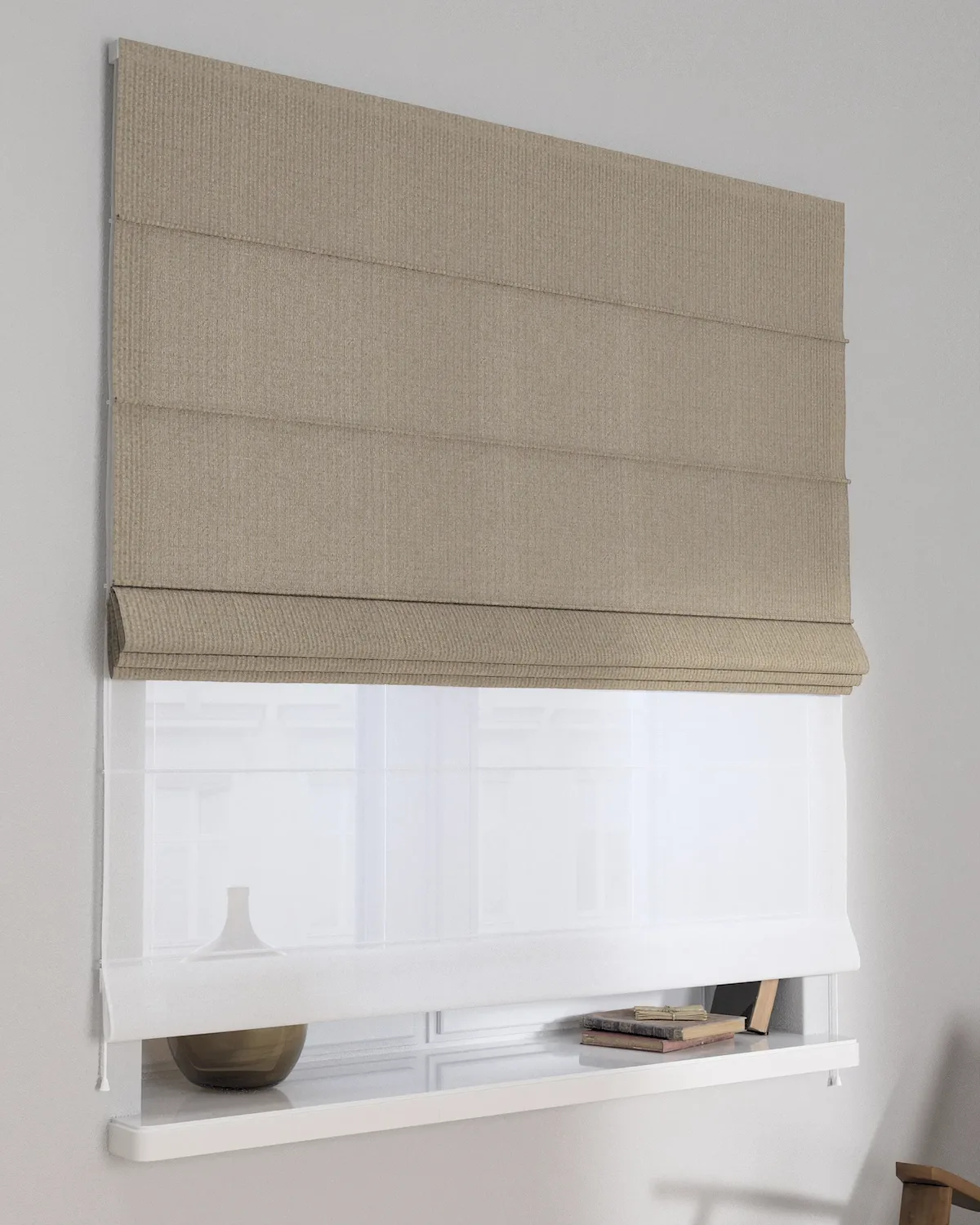 Doppelraffrollo Duo Farbe beige Stoff strukturiert de Dekoria – photo du produit