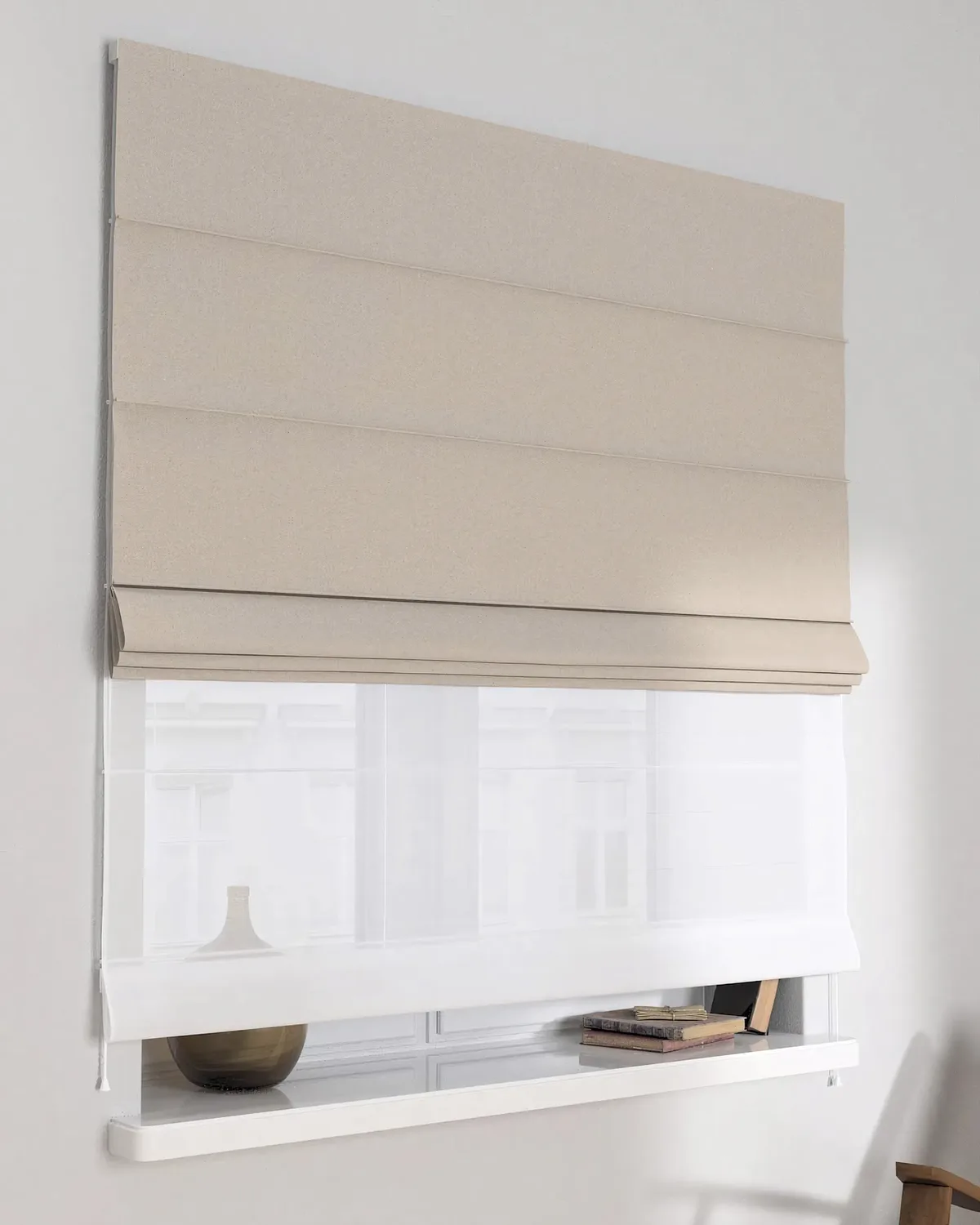 Doppelraffrollo Duo Farbe beige Stoff strukturiert van Dekoria – productfoto