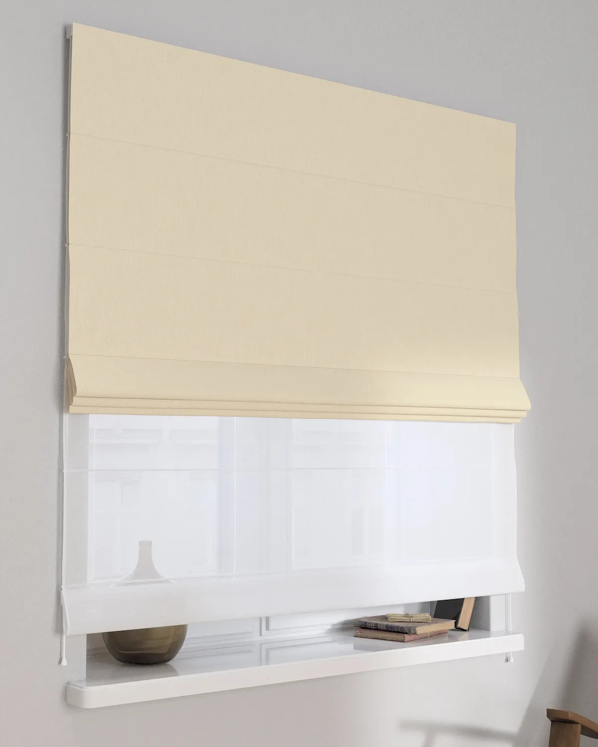 Doppelraffrollo Duo Farbe beige Stoff verdunkelnd von Dekoria – Produktfoto