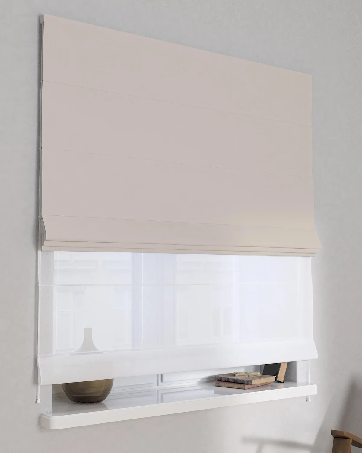 Doppelraffrollo Duo Farbe beige Stoff verdunkelnd von Dekoria – Produktfoto