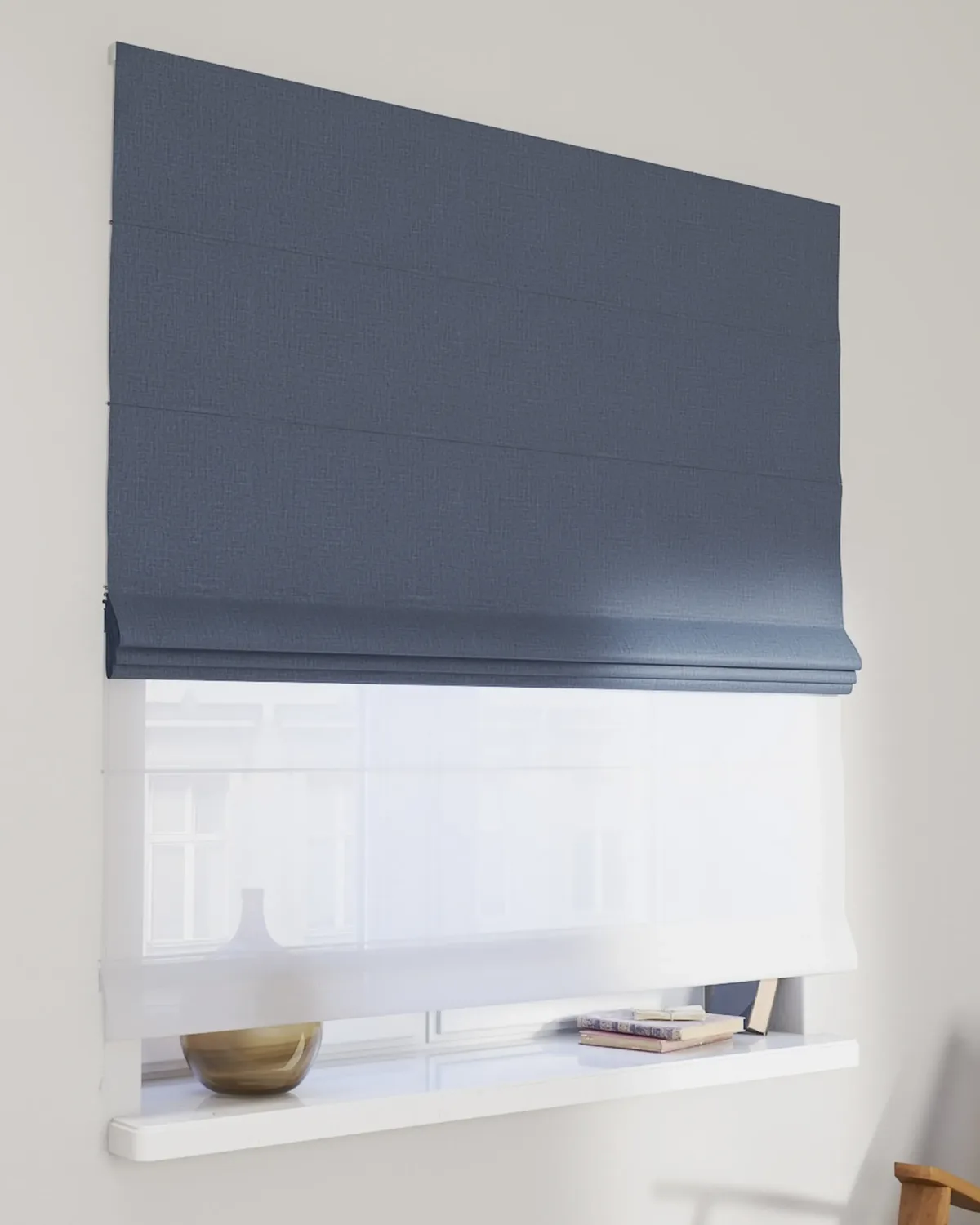 Doppelraffrollo Duo Farbe blau Stoff strukturiert, verdunkelnd de Dekoria – photo du produit