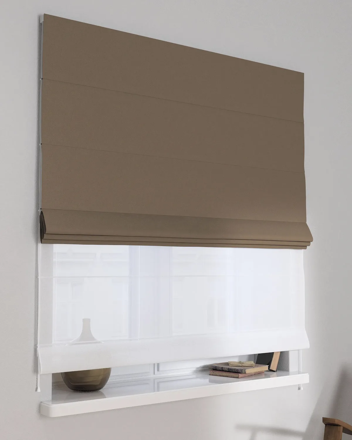 Doppelraffrollo Duo Farbe braun Stoff strukturiert, verdunkelnd de Dekoria – photo du produit