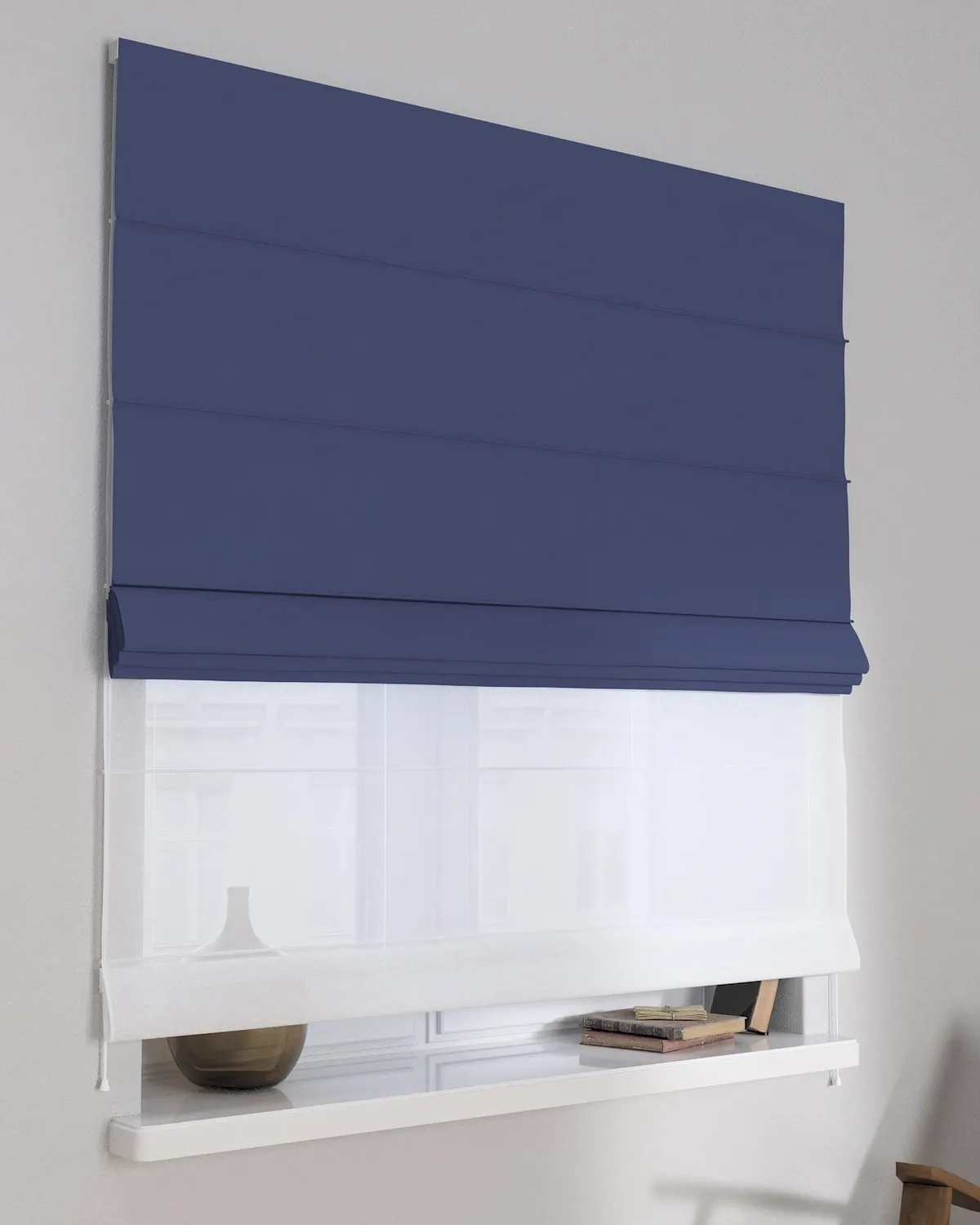 Doppelraffrollo Duo Farbe dunkelblau fra Dekoria – produktbillede