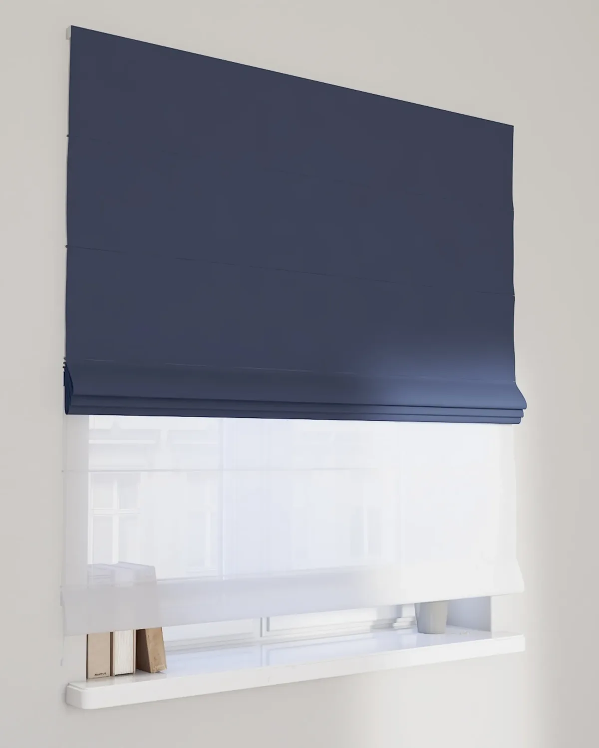 Doppelraffrollo Duo Farbe dunkelblau Stoff verdunkelnd de Dekoria – photo du produit