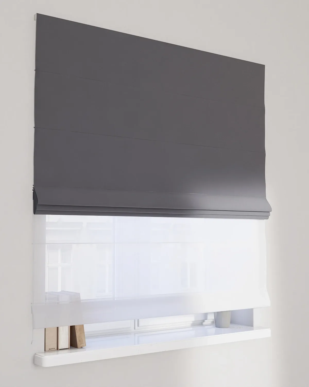 Doppelraffrollo Duo Farbe grau Stoff glänzend, samt by Dekoria – product photo