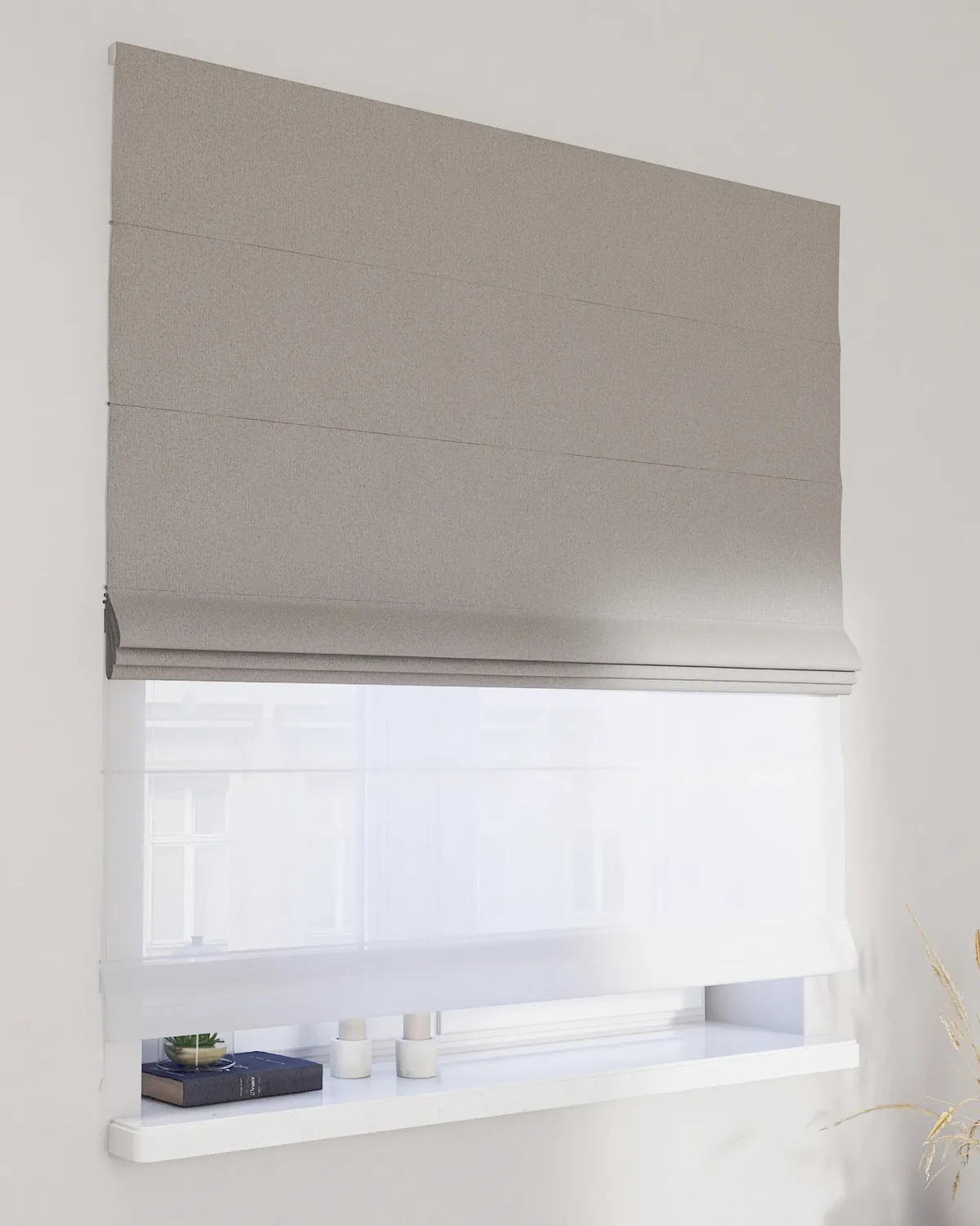 Doppelraffrollo Duo Farbe grau Stoff strukturiert, verdunkelnd van Dekoria – productfoto