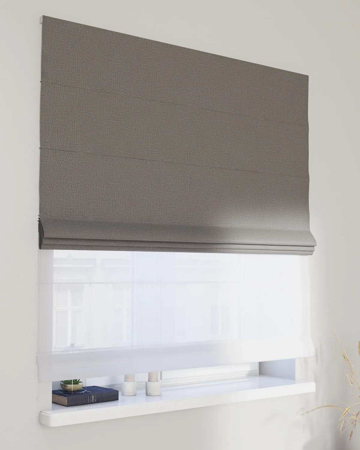 Doppelraffrollo Duo Farbe grau Stoff strukturiert, verdunkelnd van Dekoria – productfoto