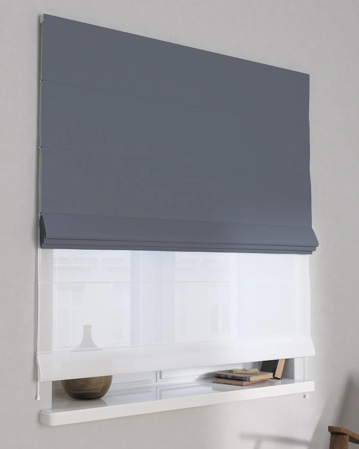 Doppelraffrollo Duo Farbe grau Stoff verdunkelnd van Dekoria – productfoto
