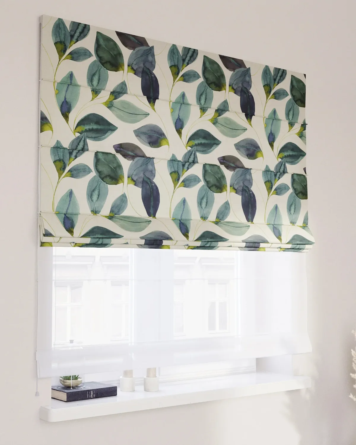 Doppelraffrollo Duo Farbe grün Stoff gemustert by Dekoria – product photo