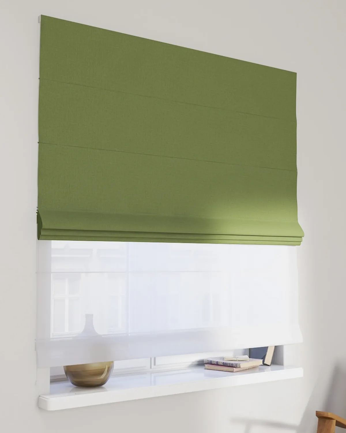Doppelraffrollo Duo Farbe grün Stoff strukturiert, verdunkelnd by Dekoria – product photo
